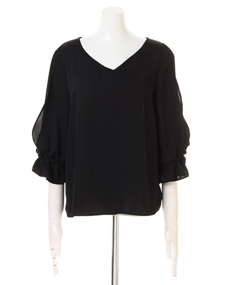 INGNI（イング） デザインスリーブ7分袖TOPS ｸﾛ