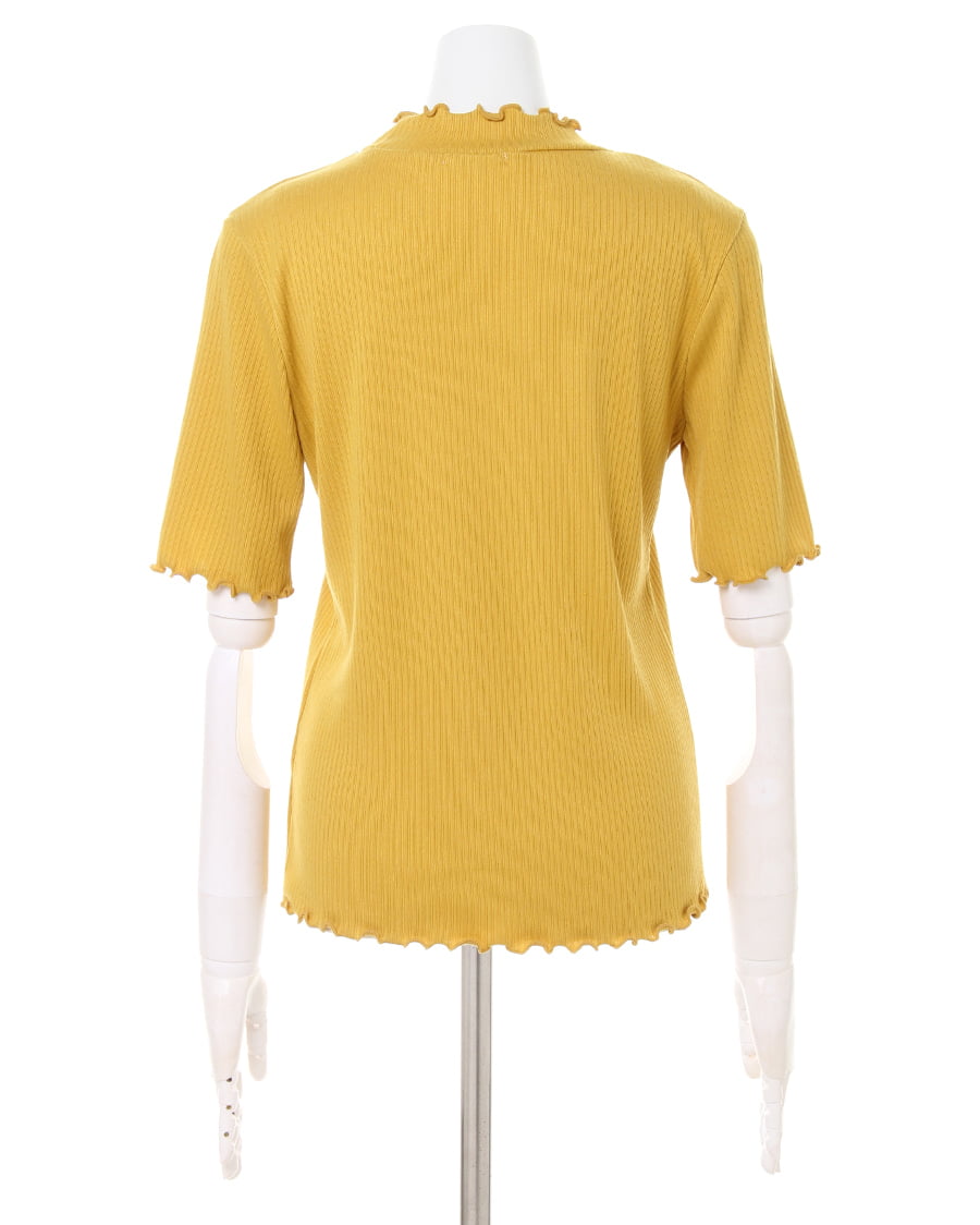 ビジュー付きメローリブハイネック／トップス｜allamanda