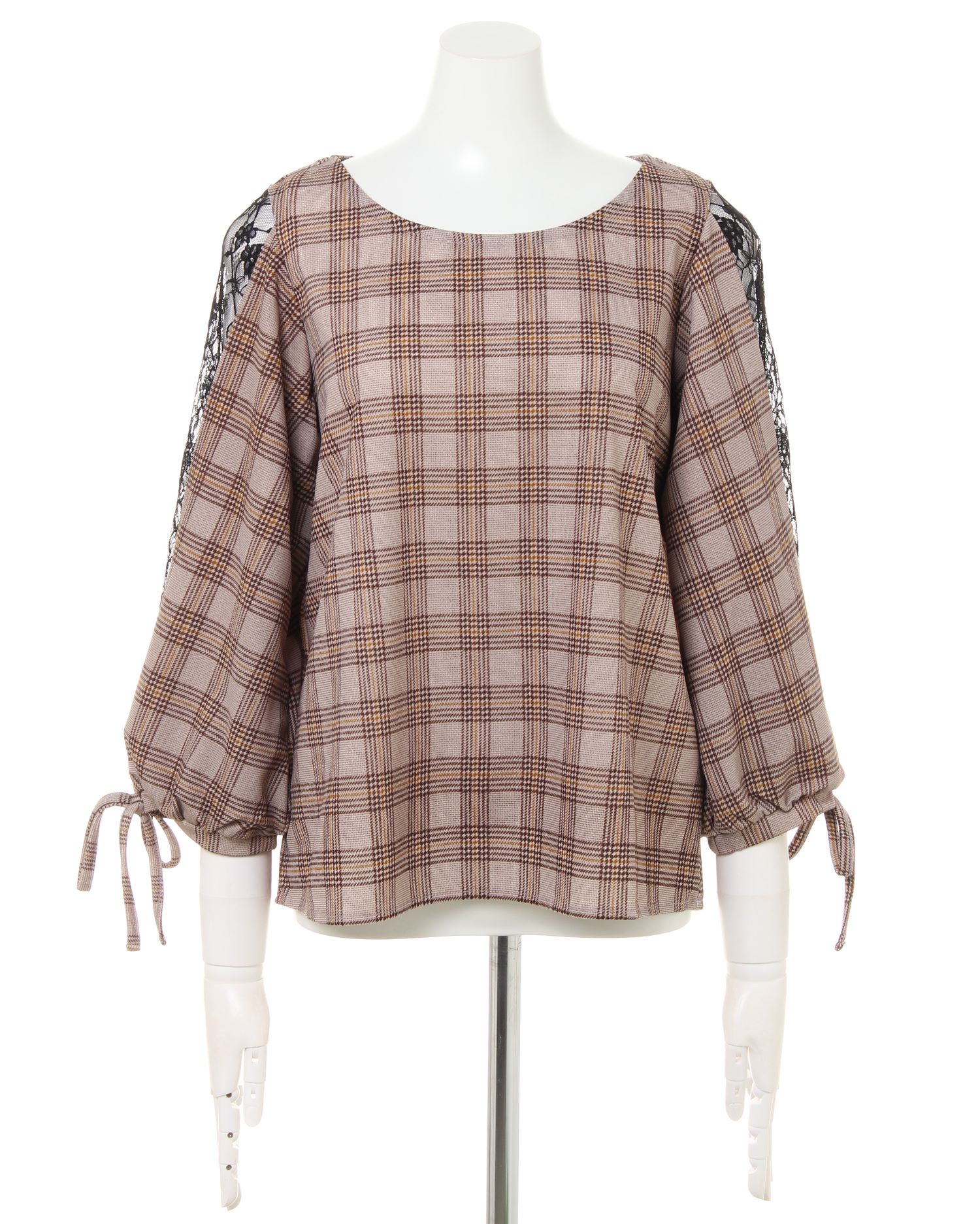 らいしページ 袖割れレーストップス＋チェック柄マーメイドスカート／SET