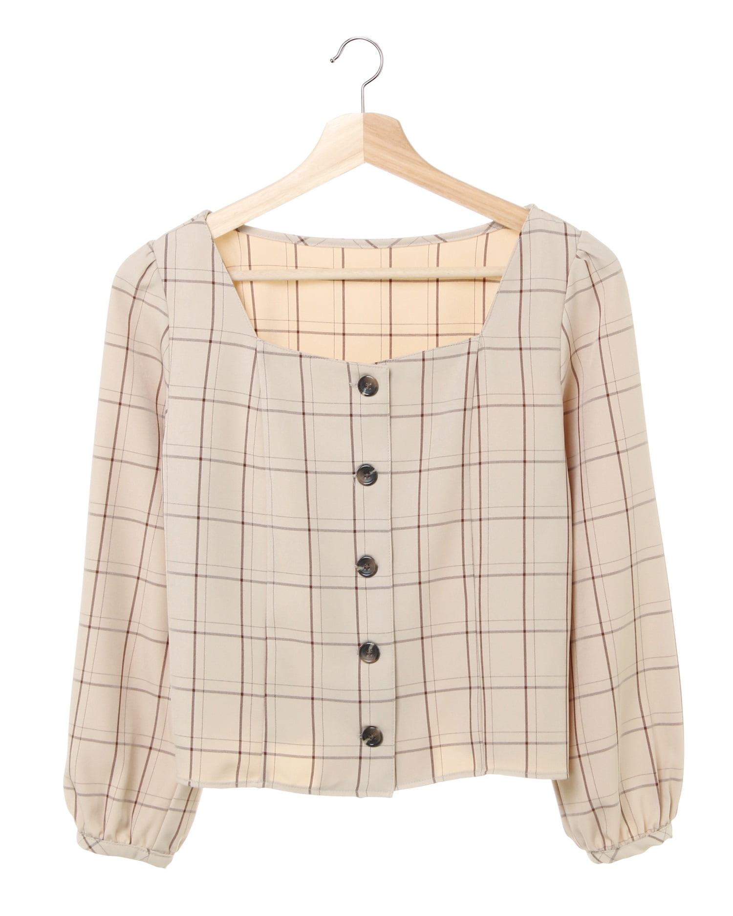 チェック柄スクエアネック／ブラウス｜allamanda(アラマンダ) 公式通販