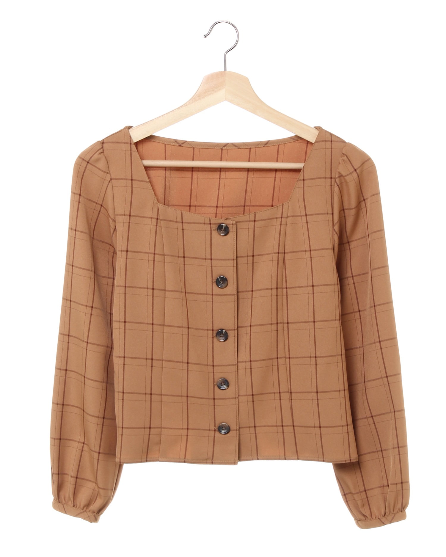 チェック柄スクエアネック／ブラウス｜allamanda(アラマンダ) 公式通販