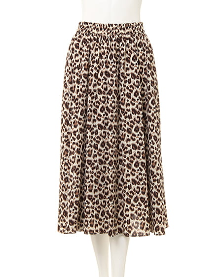 allamanda(アラマンダ) ヒョウ柄ロングスカート アイボリー