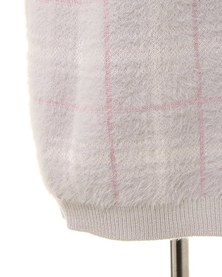 INGNI（イング） チェック切替オフタートル／チュニックニット ｸﾞﾚｰ