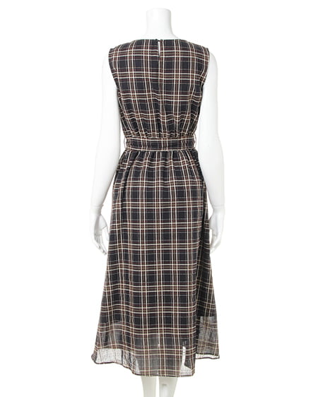 INGNI（イング） チェック柄マキシワンピース ｸﾛ