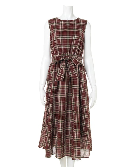 INGNI(イング) チェック柄マキシワンピース ﾌﾞﾗｳﾝ