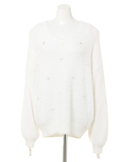 INGNI(イング) フェザー装飾ニット オフホワイト