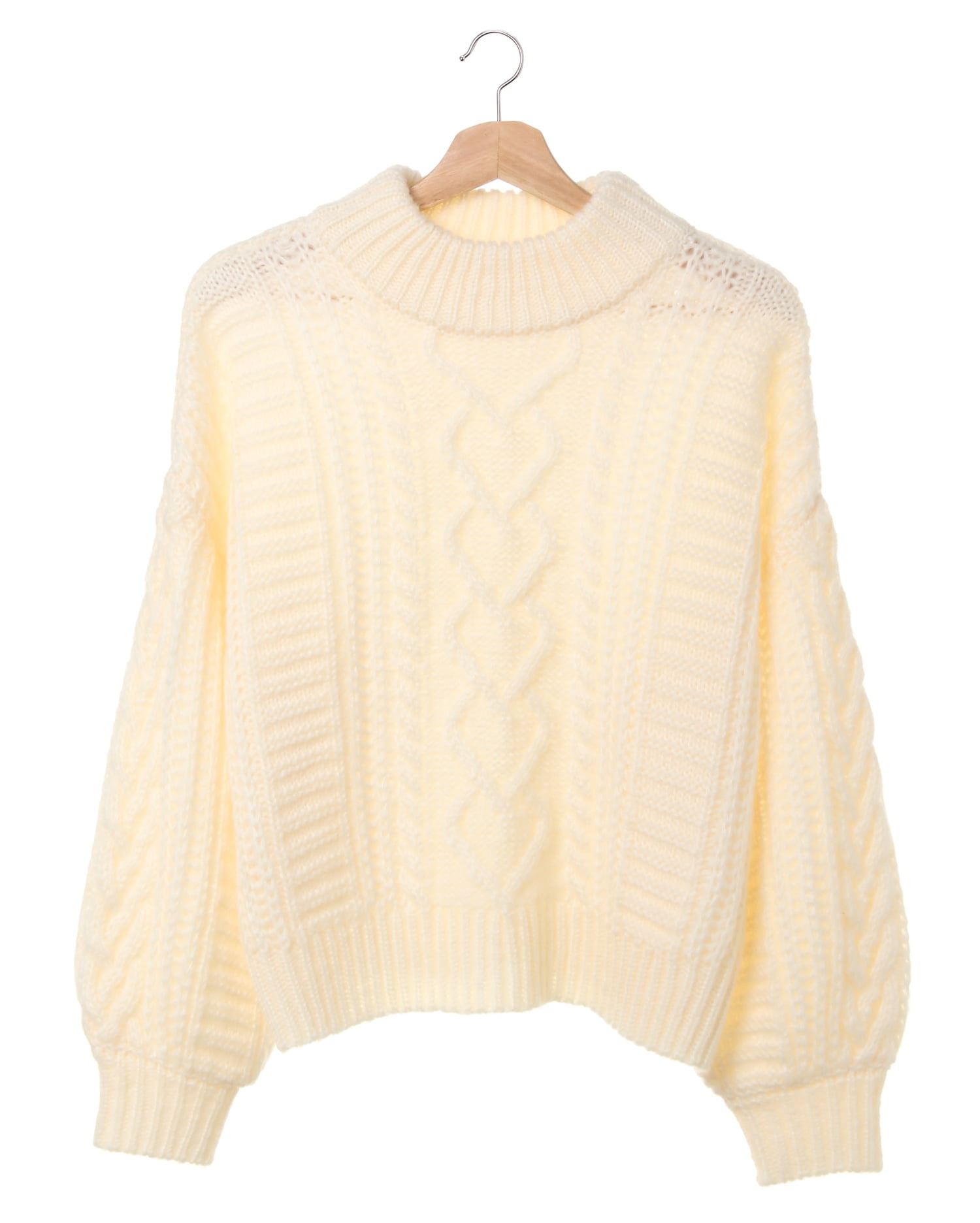 ボウバリ風モックネックケーブルニット｜allamanda(アラマンダ) 公式