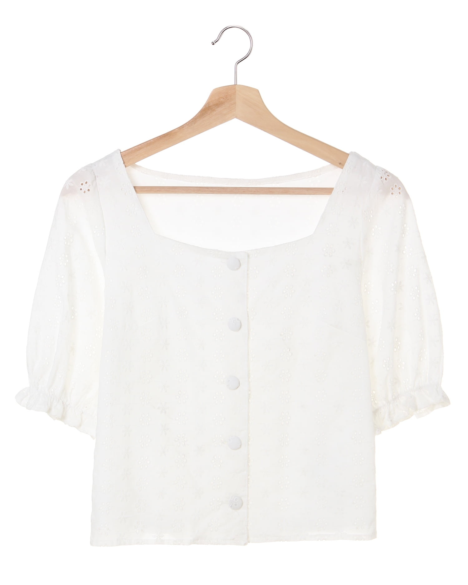 パンチングレーススクエアネック／トップス｜allamanda(アラマンダ