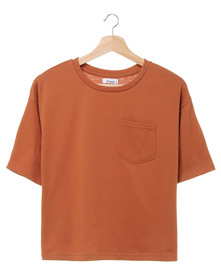 allamanda(アラマンダ) 無地ポケット付Tシャツ オレンジ