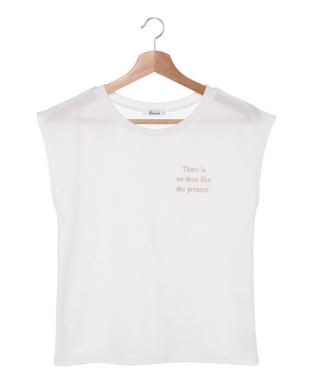 INGNI(イング) フレンチスリーブ胸ロゴTシャツ ｵﾌﾎﾜｲﾄ/ﾗﾒ