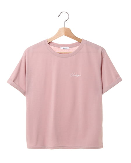 allamanda(アラマンダ) 刺繍ロゴTシャツ ピンク