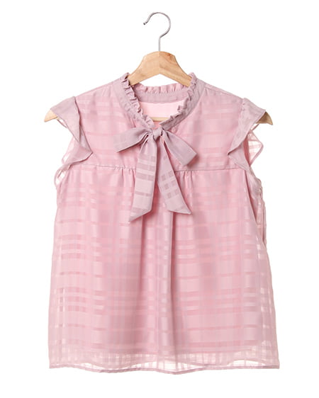 allamanda(アラマンダ) シアーボウタイ／トップス ピンク