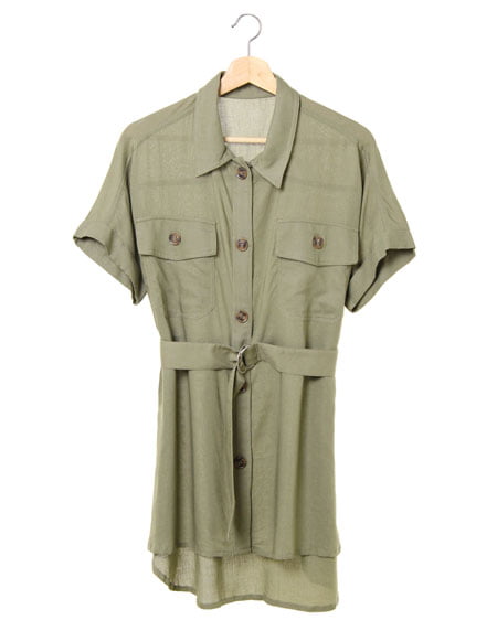 Dカンサッシュ付シャツ