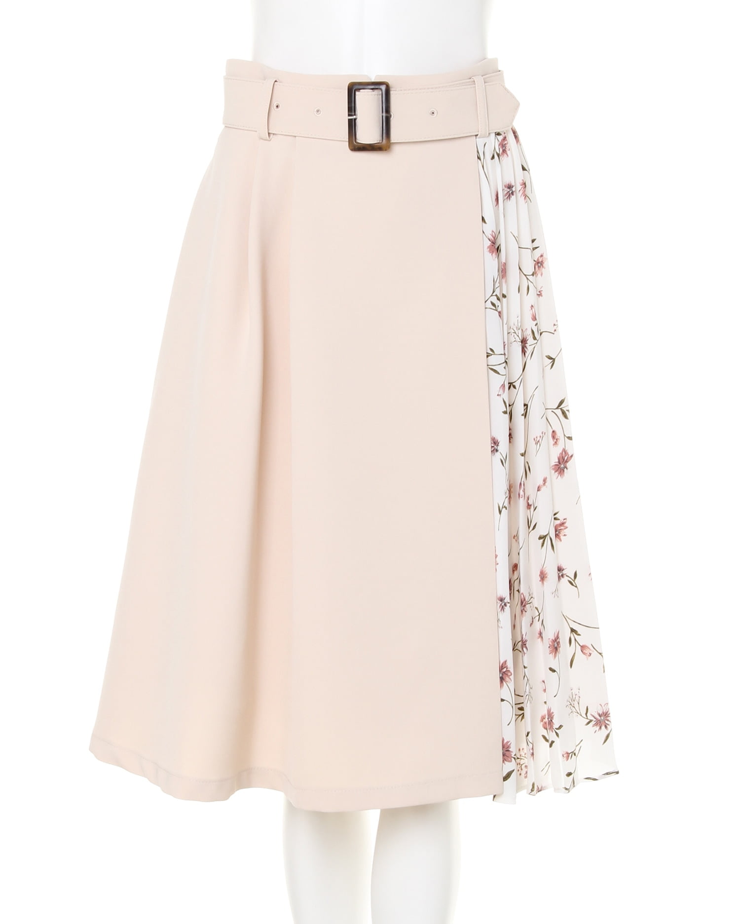 1JINN STUDIO 花柄ローウエストワイドウエストベルト プリーツスカート 花柄プリーツ切替スカート｜allamanda(アラマンダ) 公式通販｜INGNI STORE