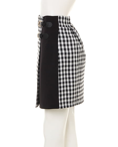 INGNI（イング） サイドベルト台形スカート／Ｂ ｸﾛ/ｷﾞﾝｶﾞﾑ