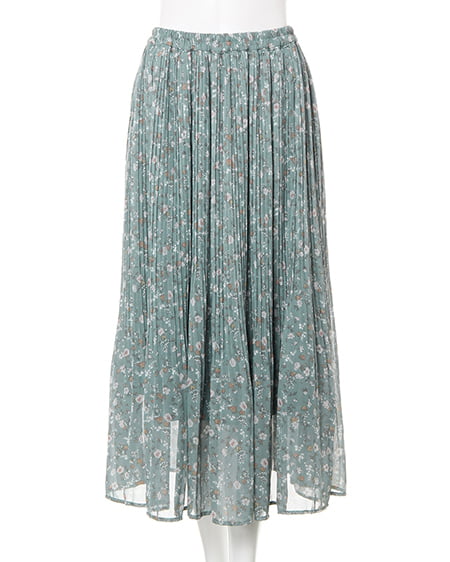 unif 花柄シフォン グリーンスカート 花柄／シフォンプリーツスカート｜allamanda(アラマンダ) 公式