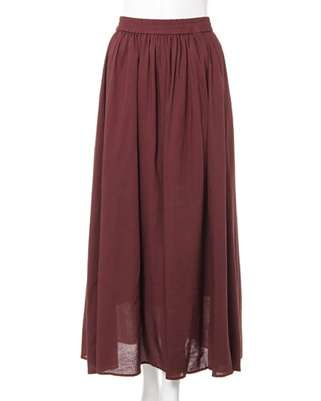 麻ギャザーロングスカート