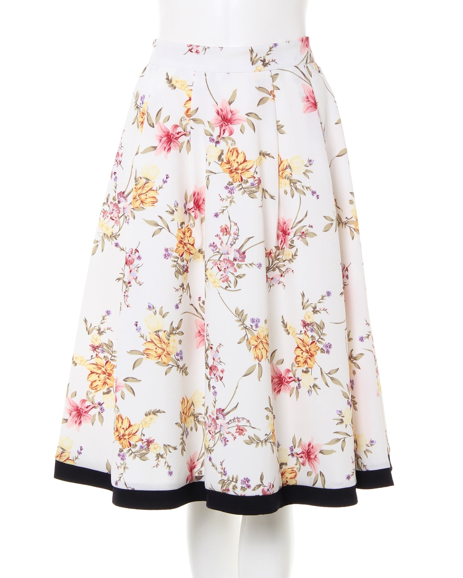 裾配色／大花柄ミディスカート｜allamanda(アラマンダ) 公式通販