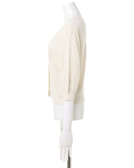 INGNI（イング） パターンメッシュカーディガン／A ｵﾌﾎﾜｲﾄ