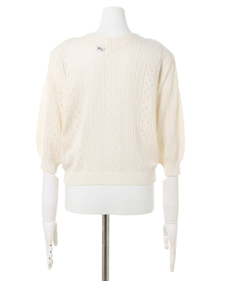 INGNI（イング） パターンメッシュカーディガン／A ｵﾌﾎﾜｲﾄ