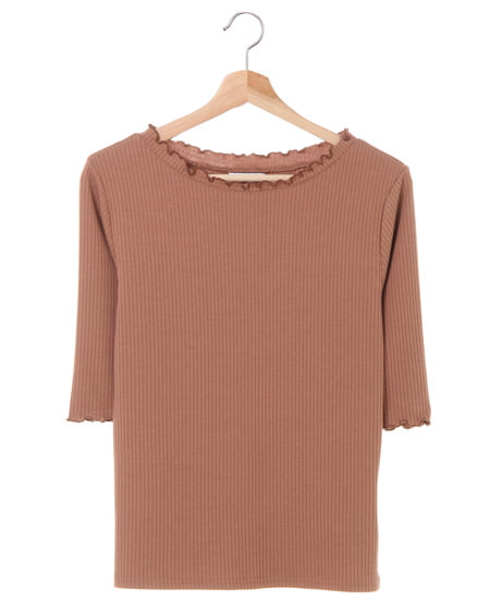 allamanda(アラマンダ) BACKレースアップリブトップス モカ