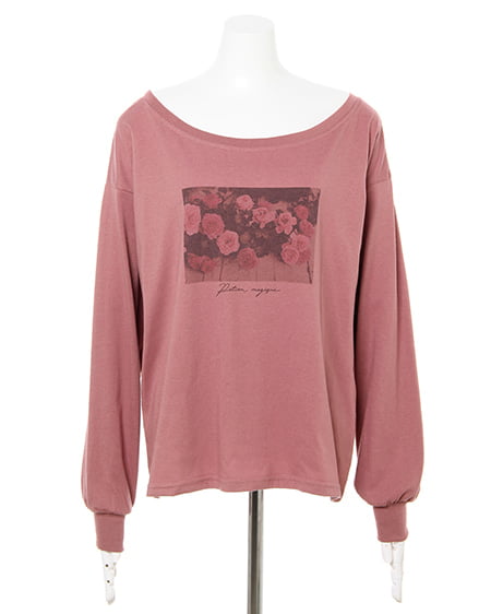 INGNI（イング） 転写ロングTシャツ ｽﾓｰｸﾋﾟﾝｸ