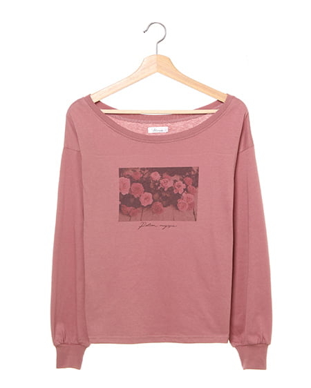 allamanda(アラマンダ) 転写ロングTシャツ スモークピンク