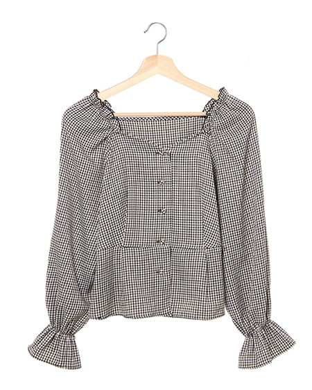 BACKリボンペプラムトップス