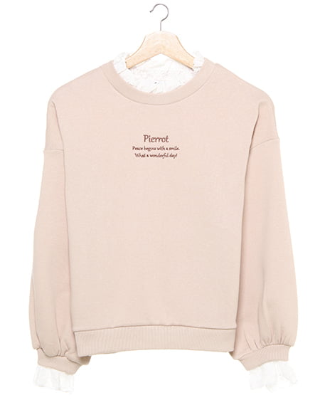 起毛スウェットレース出しチビロゴトップス