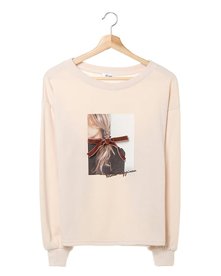 INGNI(イング) ベロアリボン転写ミニスウェットロングTシャツ