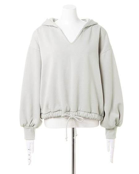 INGNI（イング） Vネック裾ドロストパーカー ﾐﾝﾄｸﾞﾘｰﾝ