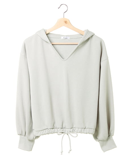 INGNI(イング) Vネック裾ドロストパーカー ﾐﾝﾄｸﾞﾘｰﾝ