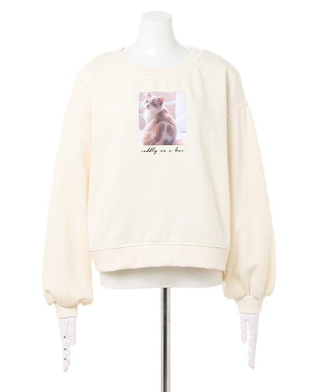 INGNI(イング) 裏起毛転写トップス オフホワイト/A