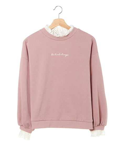 起毛スウェットレース出しロゴトップス