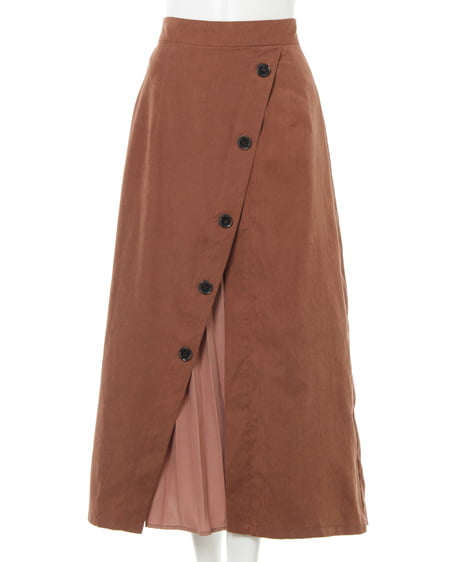 プリーツレイヤードロング無地スカート