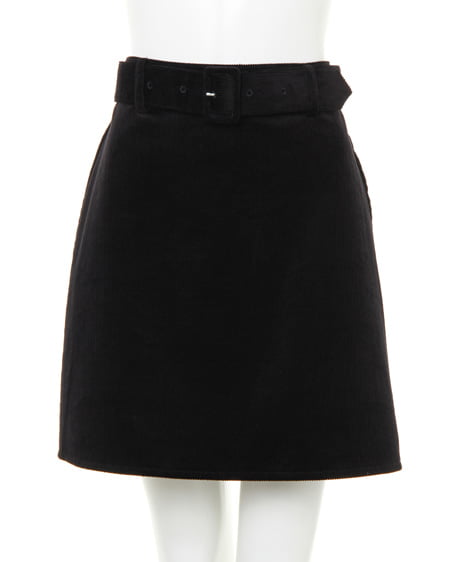 共ベルト付きコーデュロイ台形スカート