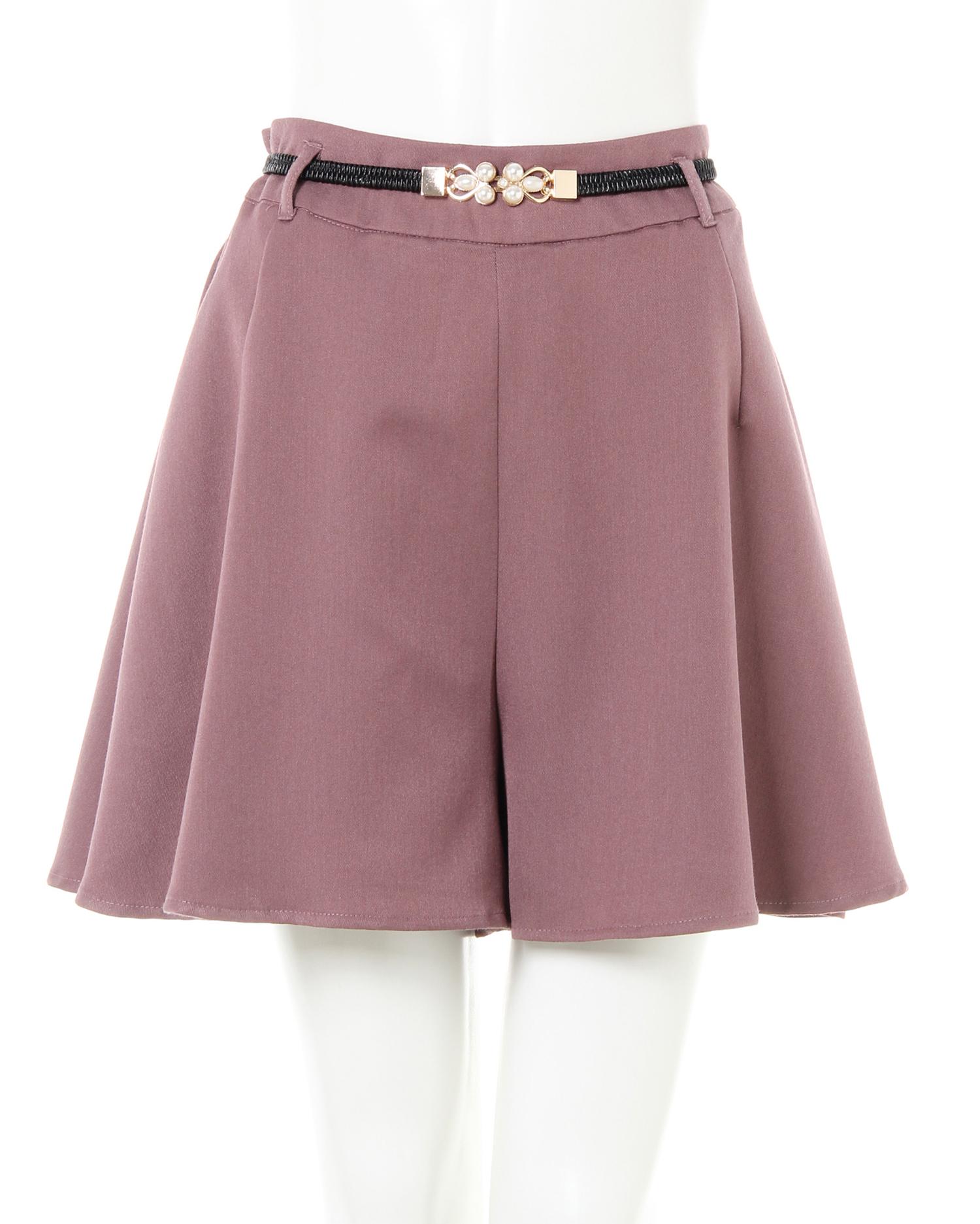 【ADORE】36size ネイビー キュロット リングベルト付き ベルト付き無地フレアキュロットパンツ｜allamanda(アラマンダ