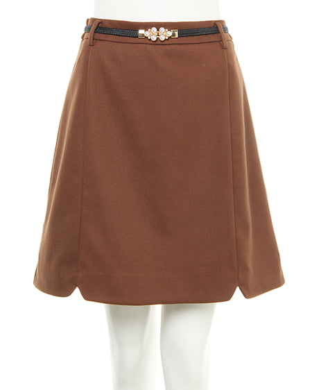 INGNI（イング） 無地ベルト付き台形スカート ﾌﾞﾗｳﾝ