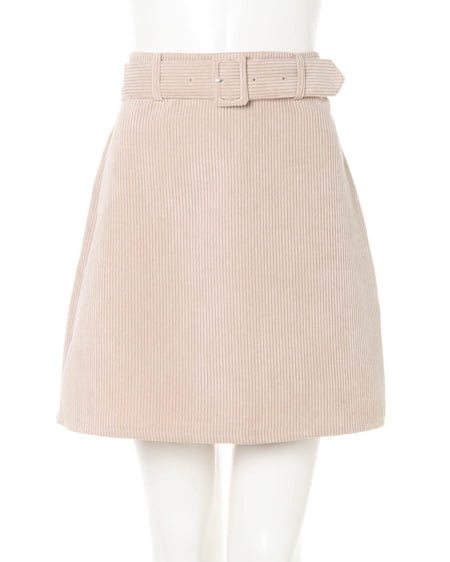 共ベルト付き／コーデュロイ台形スカート