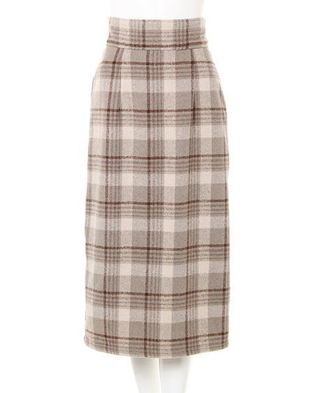 BACKレースUP／チェック柄ナロースカート