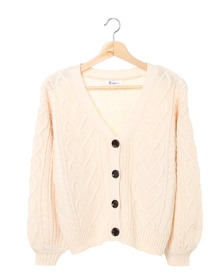 ハートケーブルニット／カーディガン