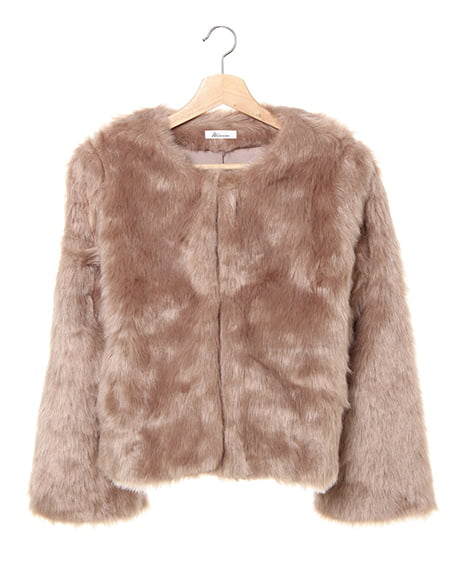 ノーカラーエコファーショート／コート