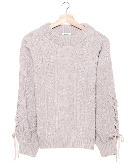 ブライトモール袖レースUPニット