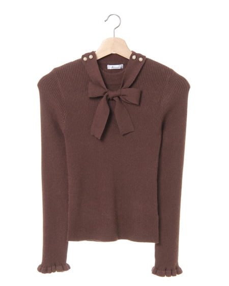 allamanda(アラマンダ) リボンボウタイニット ブラウン