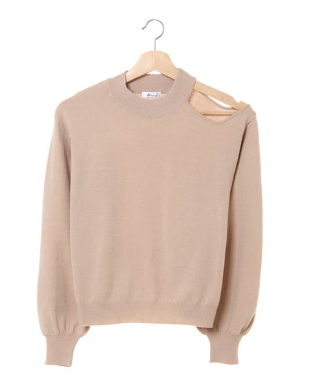 アシメボリューム袖ニット