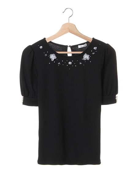 装飾リブカットソー