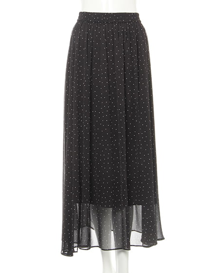 シアー楊柳ドット柄ギャザースカート