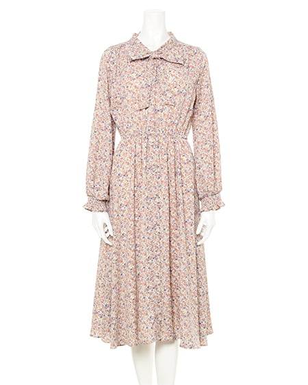 小花柄ギャザー／ワンピース