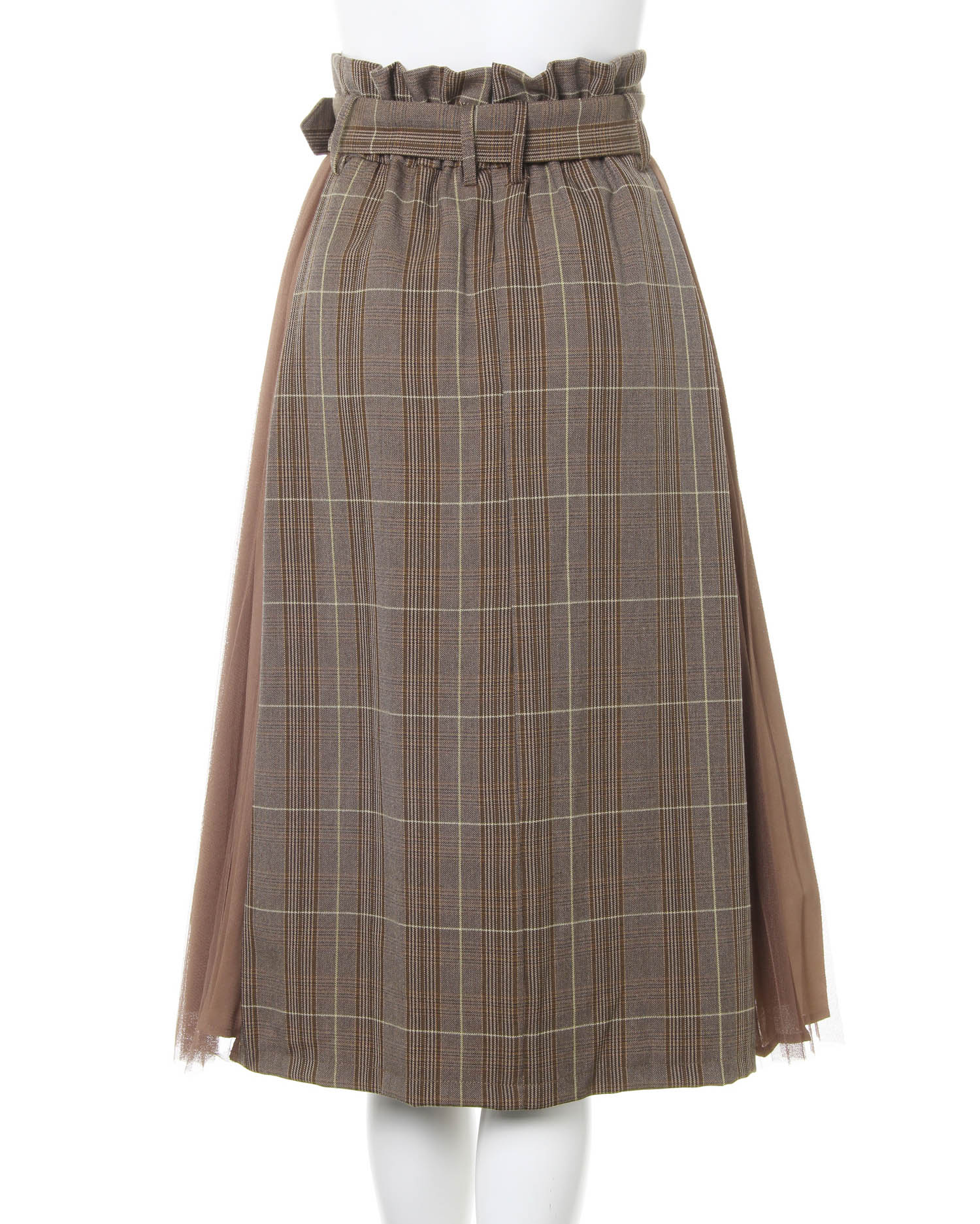 チェック柄サイドチュールプリーツ切替スカート｜allamanda(アラマンダ