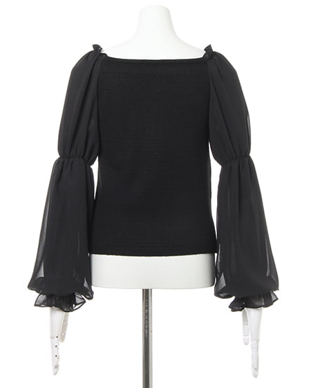 INGNI（イング） 袖コンシャス異素材ニット ｸﾛ